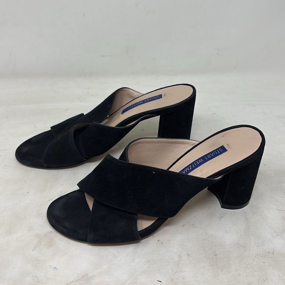 Stuart Weitzman Black Criss Cross suede heeled sandals - Picture 2 of 5